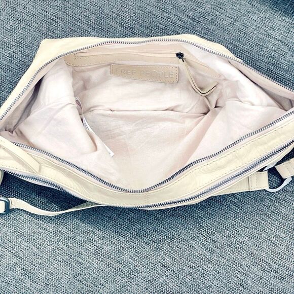 NWT Gorgeous RARE Free People GOAT Leather Idle Hands cream Sling Hobo Bag - Picture 6 of 16